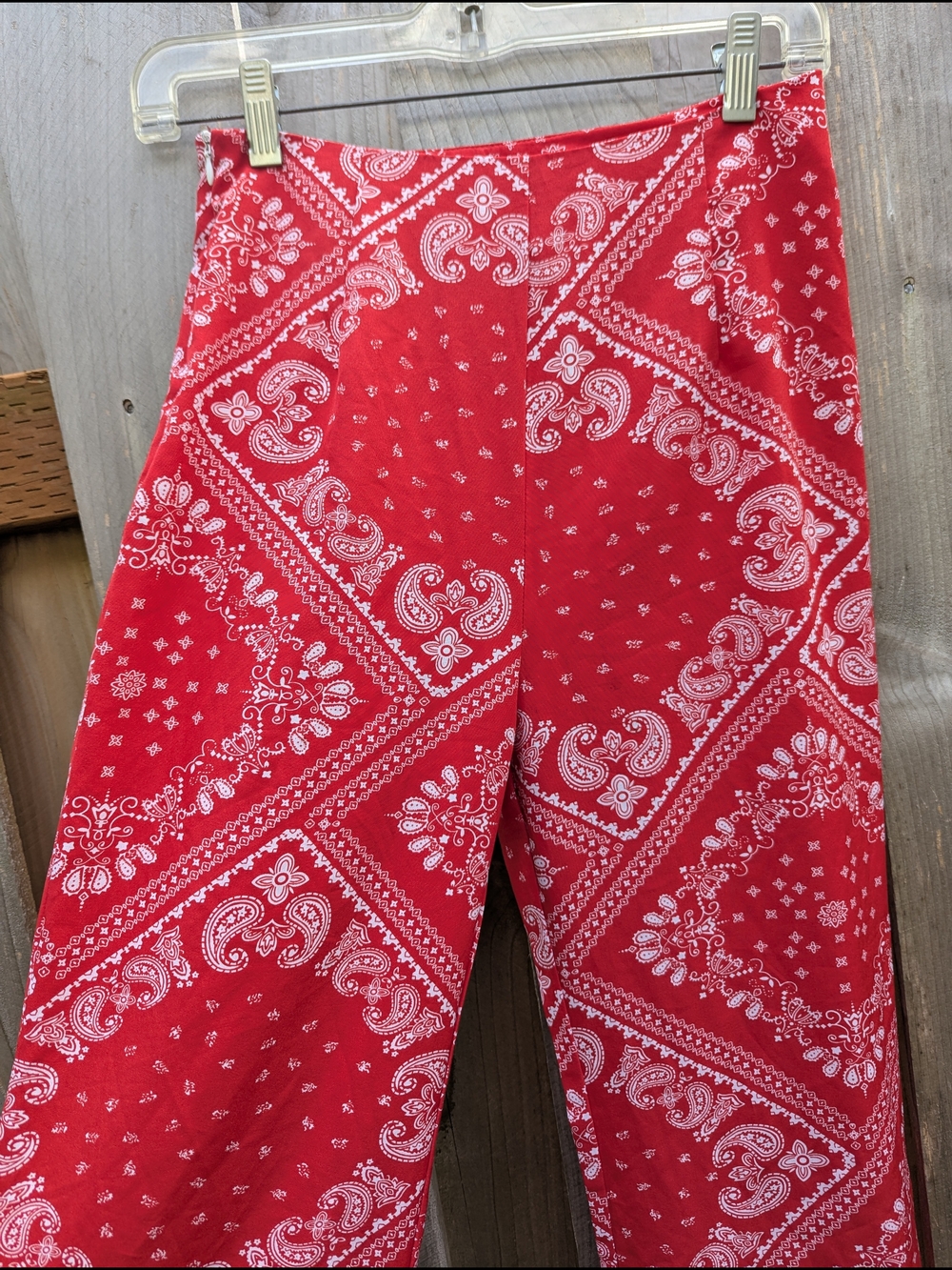 Red Bandana Print Flared Pants - Picture 3 of 3
